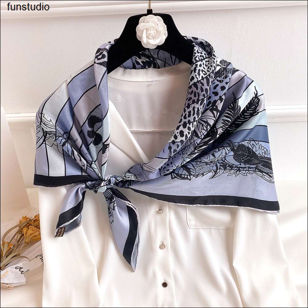 

Satin Scarf For Hair Female Silk Head Scarves For Ladies Hand Rolled Scarf 90 Foulard Luxe\, Blue;gray