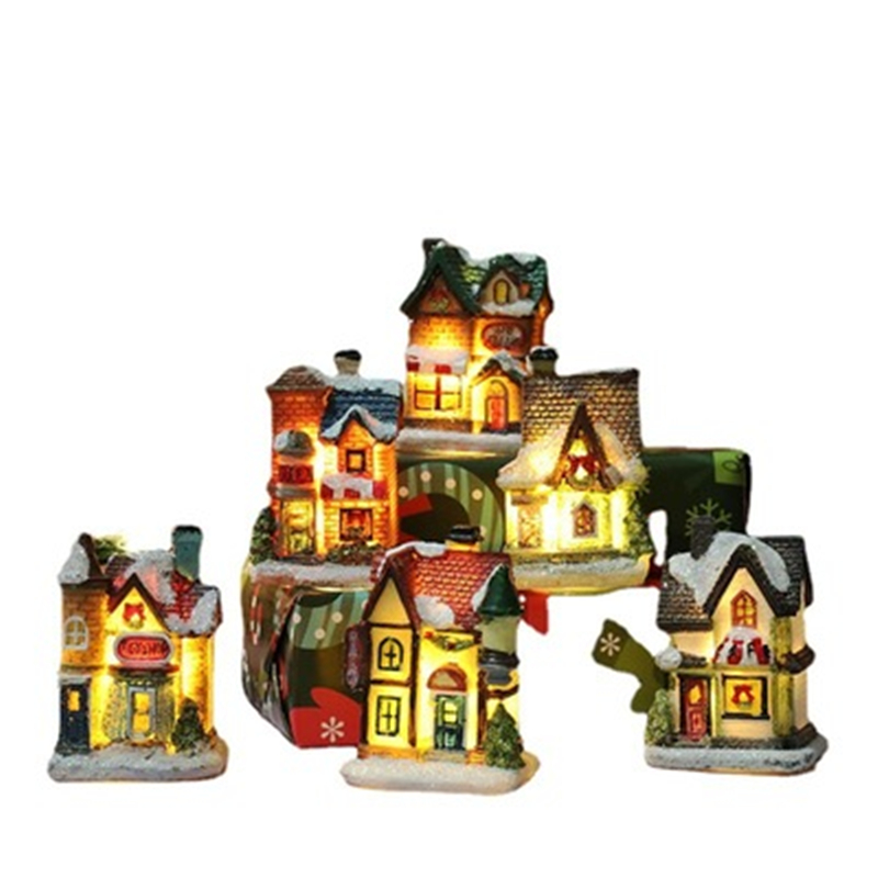 

Christmas Decorations LED Toy Resin Small House Micro Landscape Castle Ornaments Xmas Gifts toys