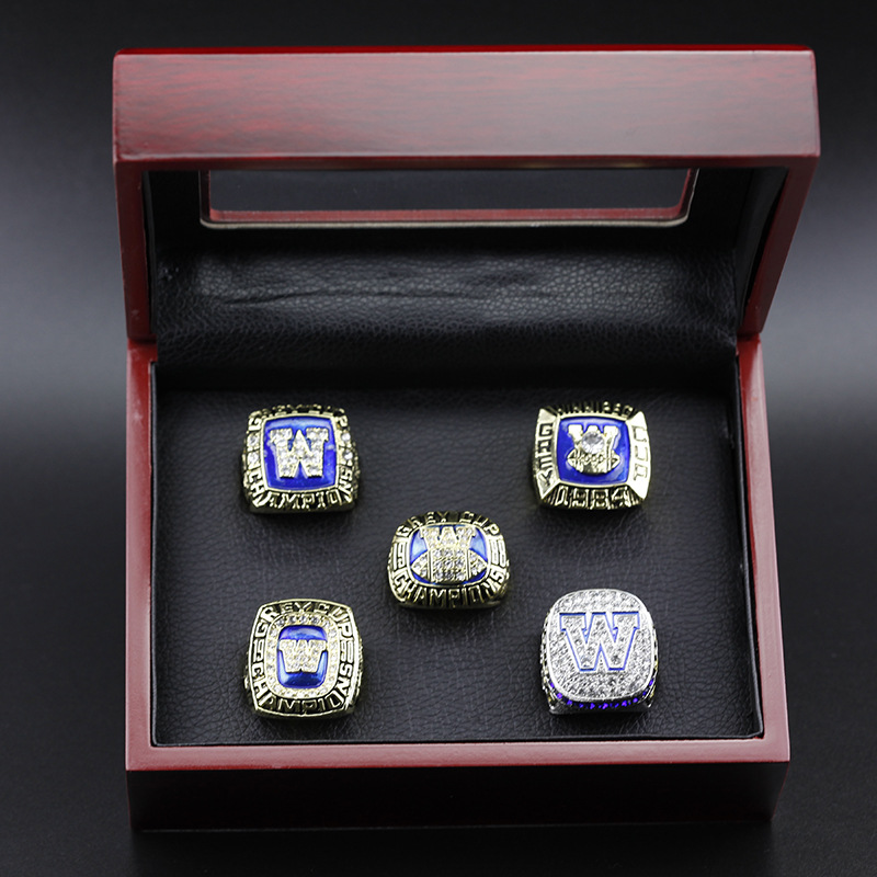 

5pcs 1962 1984 1988 1990 2019 wholesale Winnipeg Blue Bombers' Grey Cup championship ring Set Souvenir Men Fan Brithday Gift