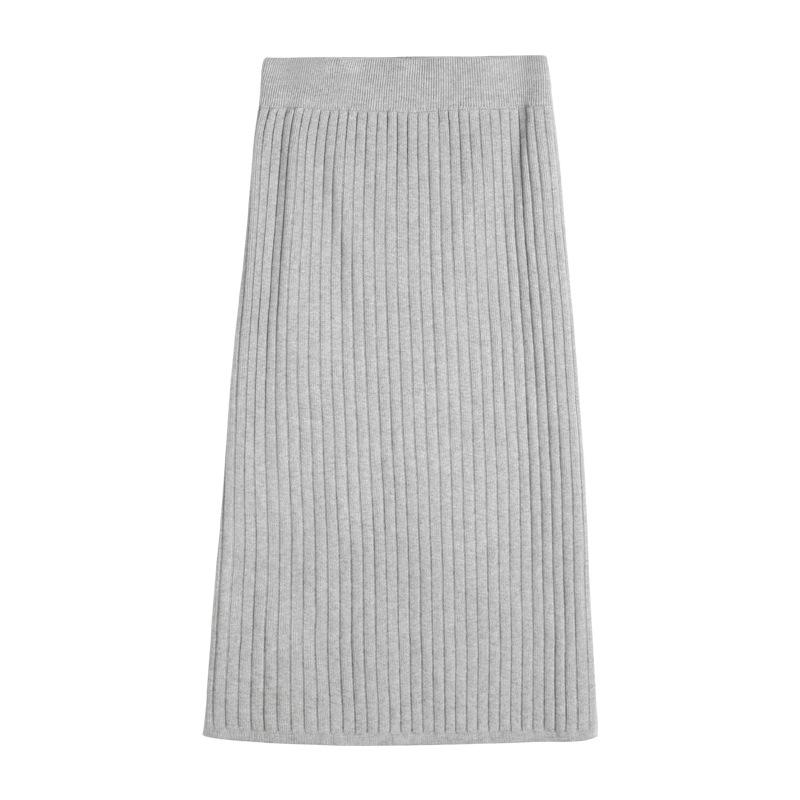 

Skirts Ribbed Skirt Women Basic Solid Knitted Midi Fall Winter, Black
