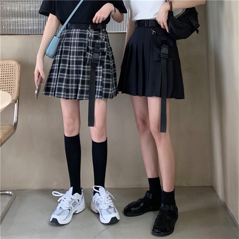 

Women Casual Short Skirt Fashion Hong Kong Style Work Dress 2021 Korean High Waist A-line Female Pleated Skir Skirts