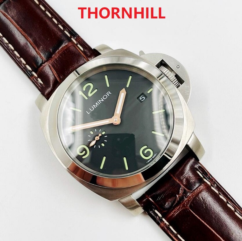 

Luxury automatic mechanical movement watch All dials work super luminous function mens watches 44mm top quality glass leather High Quality WristWatch Gift, As pic