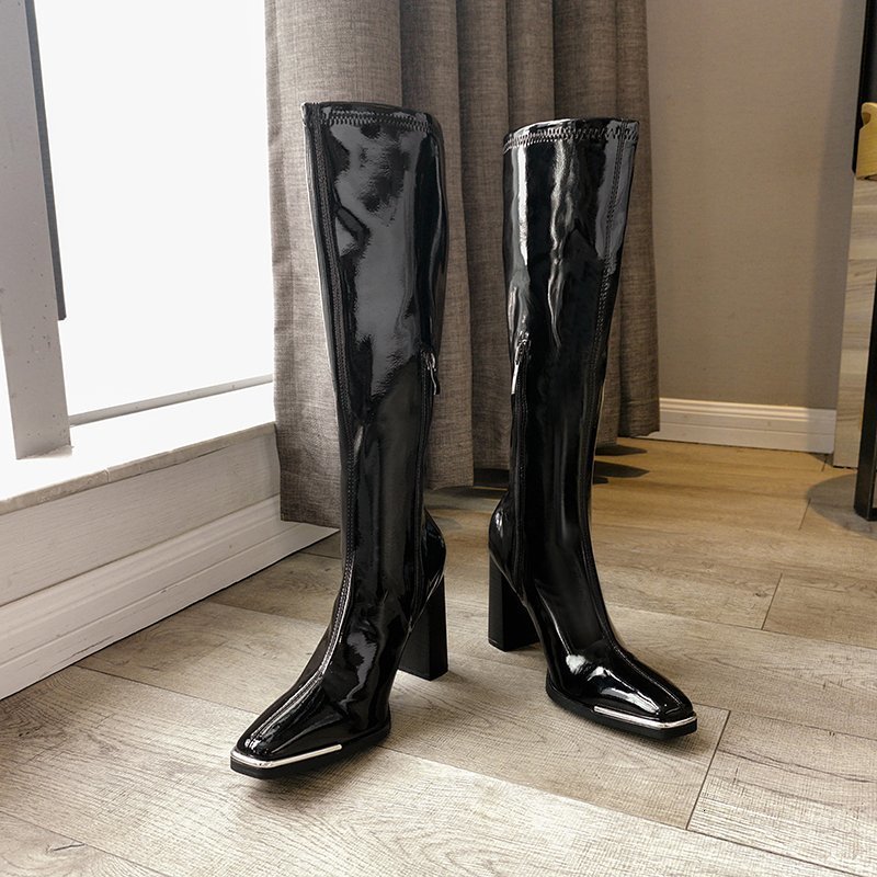 

boots high heel women style patent leather high boots autumn and winter ewc6 rupp, Black