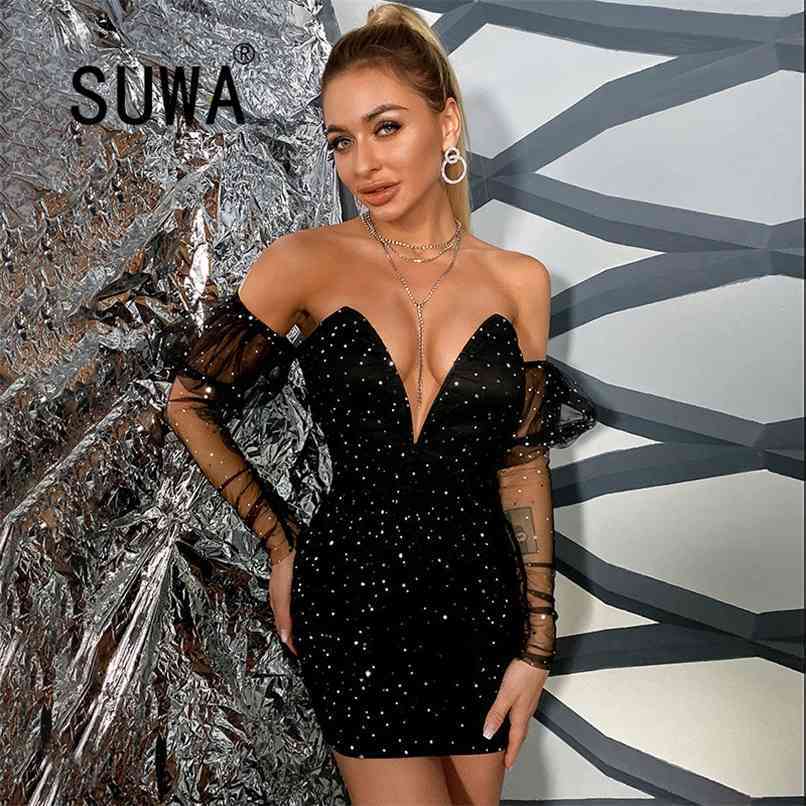 

Black Sexy Sleeveless Backless Deep V-Neck Mini Dress With Shawl Fashion Club Party 2 Piece Women Dresses Vestidos Free 210525