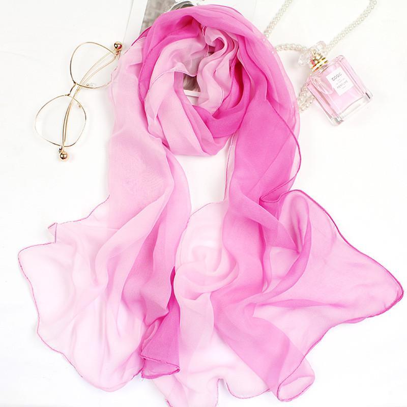 

Scarves 160*50cm Summer Thin Chiffon Woman Scarf Soft Long Gradient Beach Pareo Femme Foulard Hijab Head Stole For Ladies, Blue;gray