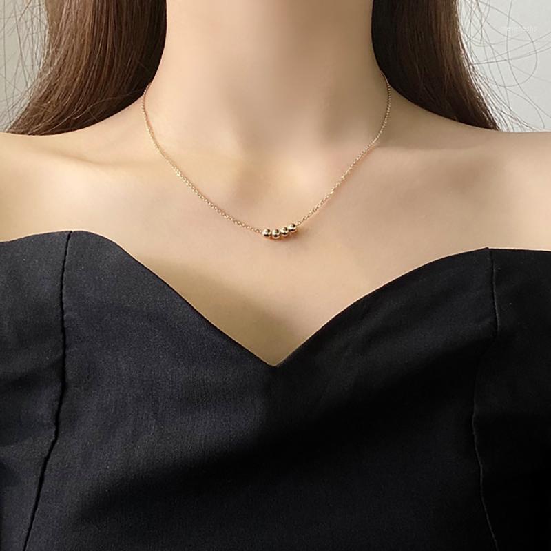 

Vogallery Gold Color Chains For Women Fashion Silver Metal Beads Necklaces Everyday Simple Jewelry Neck OL Accessories