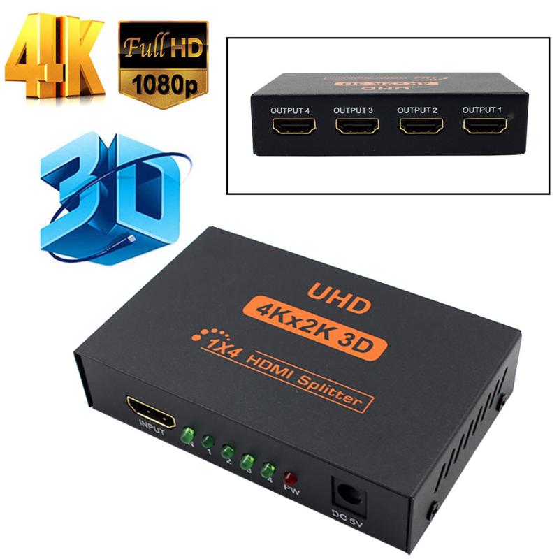 

Audio Cables & Connectors Ultra HD 4K 4 Port Splitter 1x4 1080P 3D Hub 1 In Out