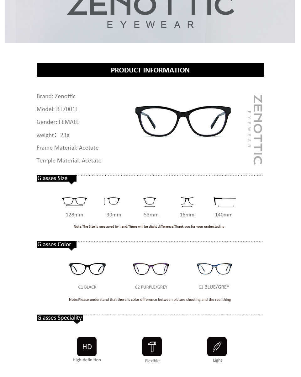 Acquista Zenottico Acetato Occhiali Da Vista Donne Anti Blue Light Computer  EyeGlasses Telaio Myopia Pochromic Ottici Ottici 210529 A 30,34 € Dal Dou09  | It.DHgate.Com