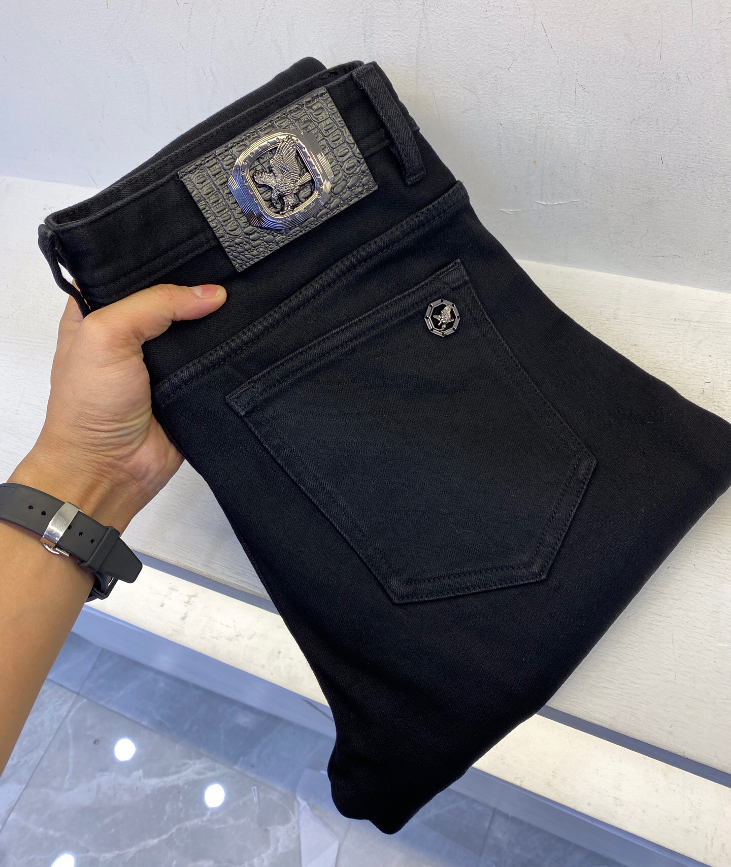 

2021 fall/winter new high quality designer warm Tech Fleece jeans cotton comfortable luxury mens black jeans