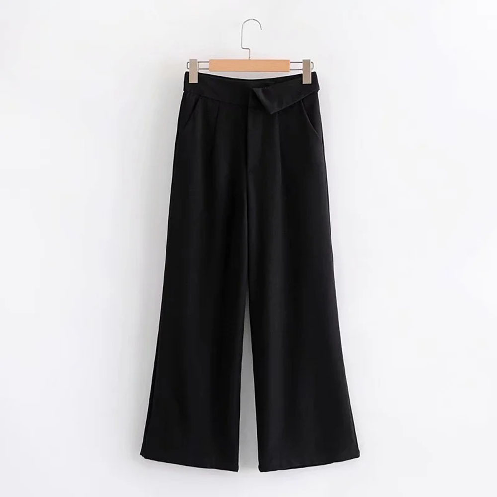 

BBWM Women Fashion Side Pockets Office Wear Pants Vintage High Waist Zipper Fly Female Ankle Trousers Mujer 210520, Black