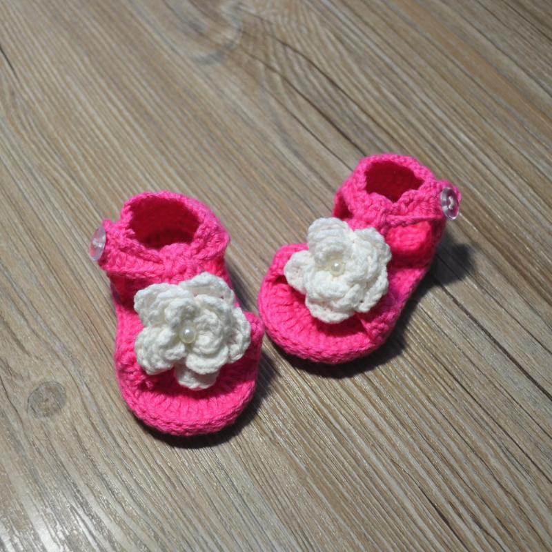 

First Walkers QYFLYXUEQYFLYXUE-Crochet Baby Shoes,crochet Booties,Baby Ballerina Slippers,girl Christening Shoes,white Toddler Shoes