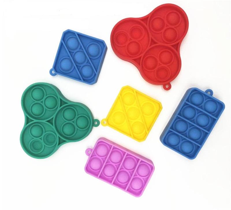 

Silicone Key Chain Pendant Push Pop It Fidget Toys Children's Early Education Board Press Fingers Keyring Squeeze Bubble Sensory Toy