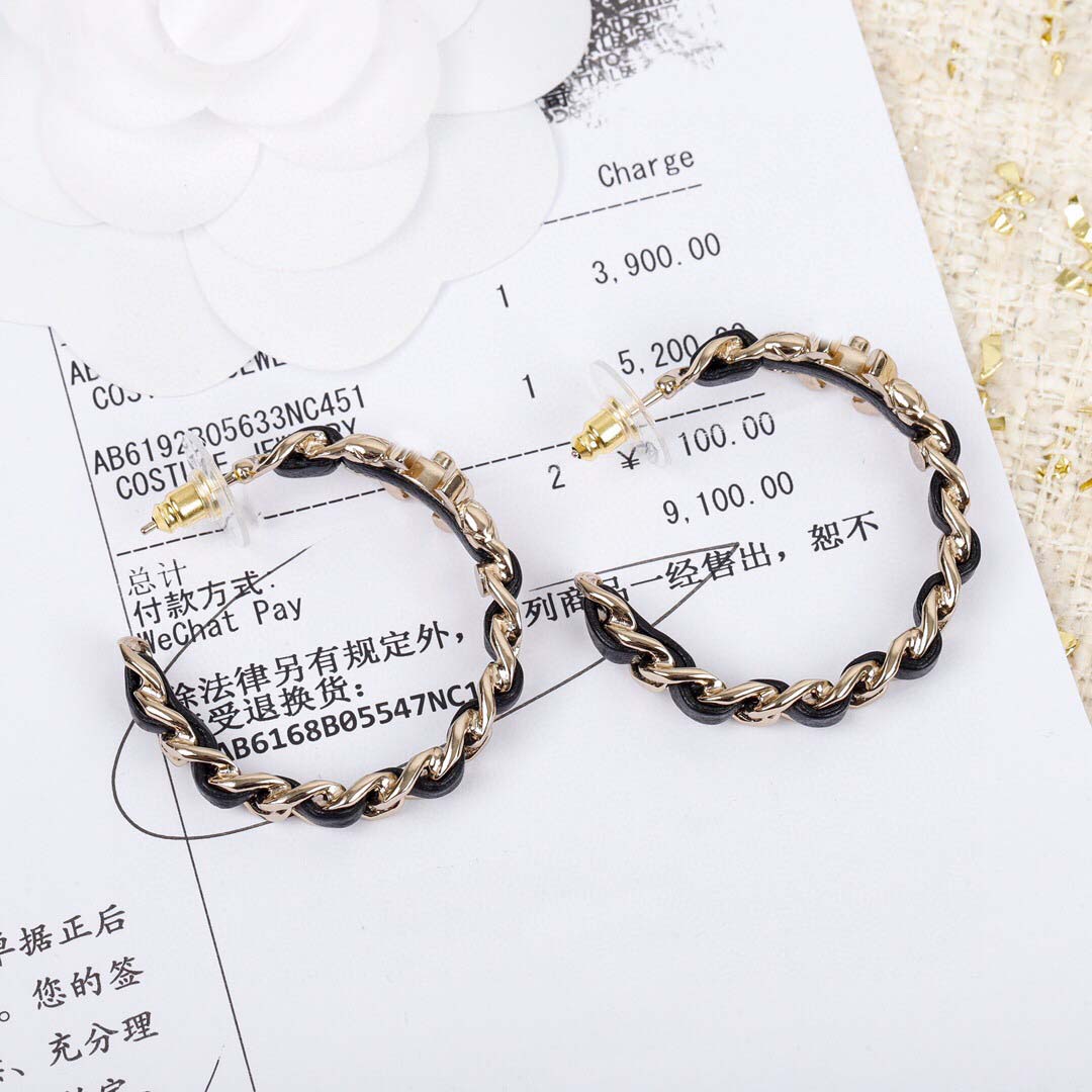 

2021 Top quality drop earring with genuine leather in 18k gold plated for women engagement jewelry gift have box large size PS4631