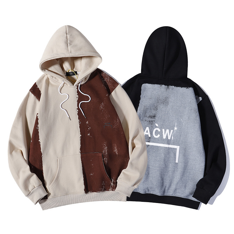 

hoodies 2021 winter ac * w2021fw paint painting used hooded plush men's and women's couple's sweater, Black