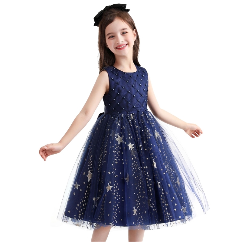 

2021 Princess Aisha Sequin shawl skirt 61 new children's dress, Sapphire blue