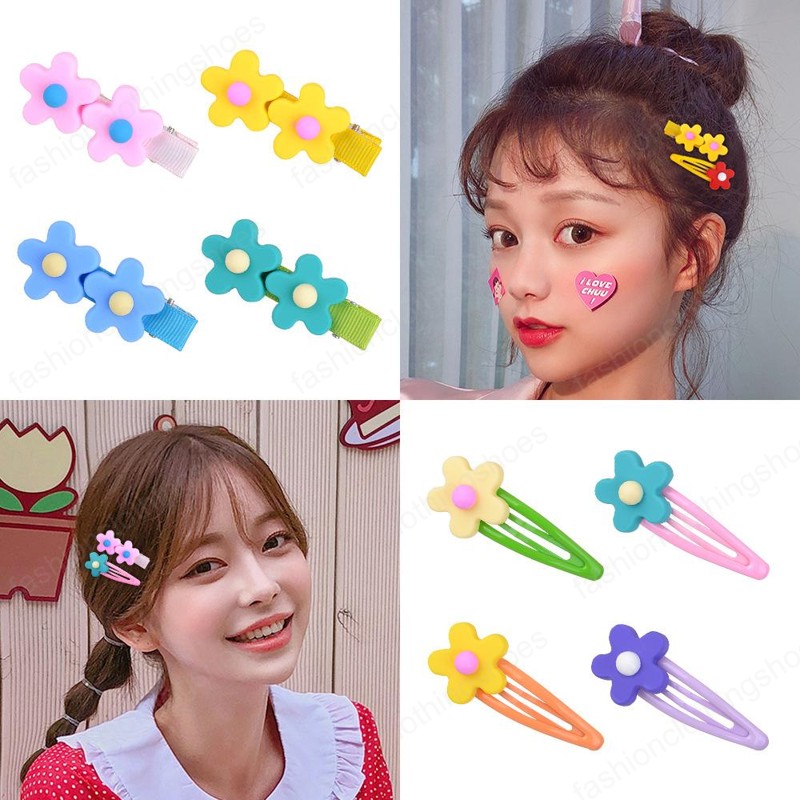 

Baby Girls Barrettes Clips Hairpins Infant Flower Hairgrips Children Solid Safety Simple Cute BB Clip Kids Hair Accessories, Mixed color
