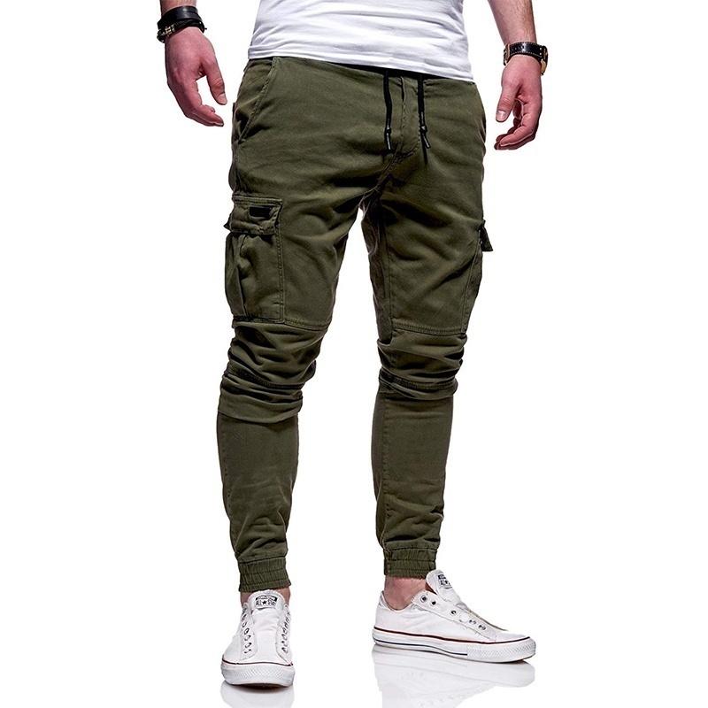 

Men's Pants Men Autumn Thin Cotton Casual Trousers Skinny Jogger Cargo Fashion Drawstring Sweatpants, Black