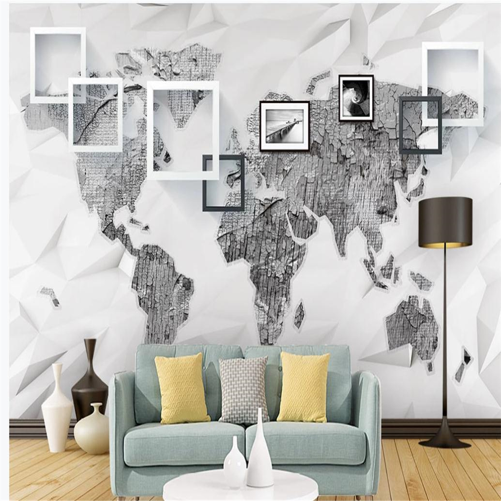 

living style wallpaper Simple photo frame birch bark 3d wallpapers TV background wall, Grey