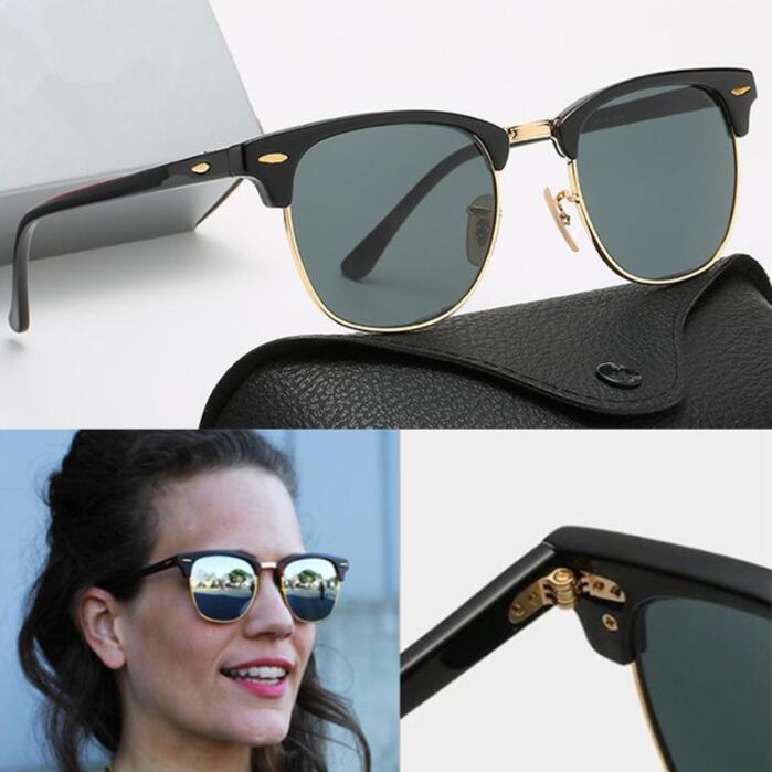 

Classic retro Stable quality men women sunglasses Real Glass Lenses Oculos De Sol Leather Case Box