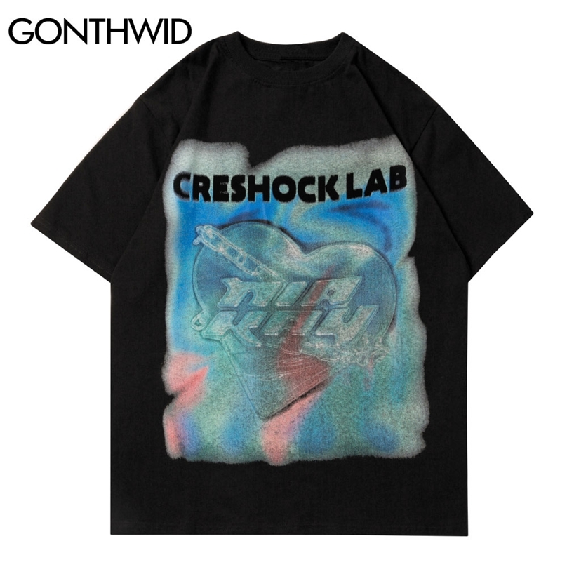 

Tshirts Hip Hop Streetwear Creative Heart Print Casual Cotton Tees Shirts Harajuku Fashion Short Sleeve T-Shirt Tops 210602, White