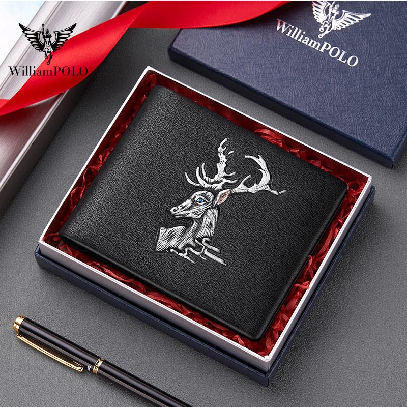 

Men's Wallet Short Leather Multi-card Bank Card Package Business Leisure Clutch Bag Lucky Elk Wallets, Red;black