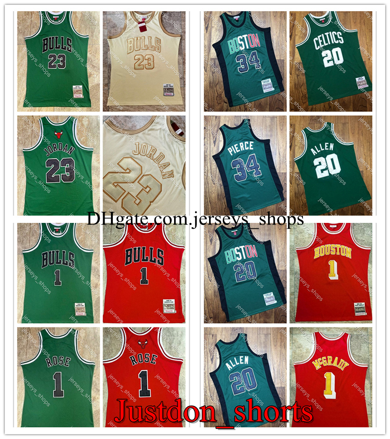 

Men Retro Bulls Celtics Magic Shirts Rose Michael Garnett Stitched Mitchell & Ness Hardwoods Classics Basketball Jerseys, Black;red