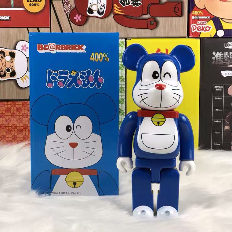 Category: Dropship Toys And Games, SKU #9999-983004, Title: Options: Blue Doraemon,Color: Khaki - Bearbrock violent building block bear Doraemon robot cat trend doll hand made model ornaments