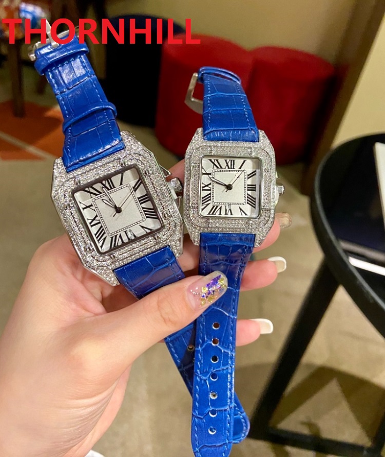 

casual women men square romand dial designer watches diamonds ring fashion dress famous designer leather strap quartz movement gift clock, As pic