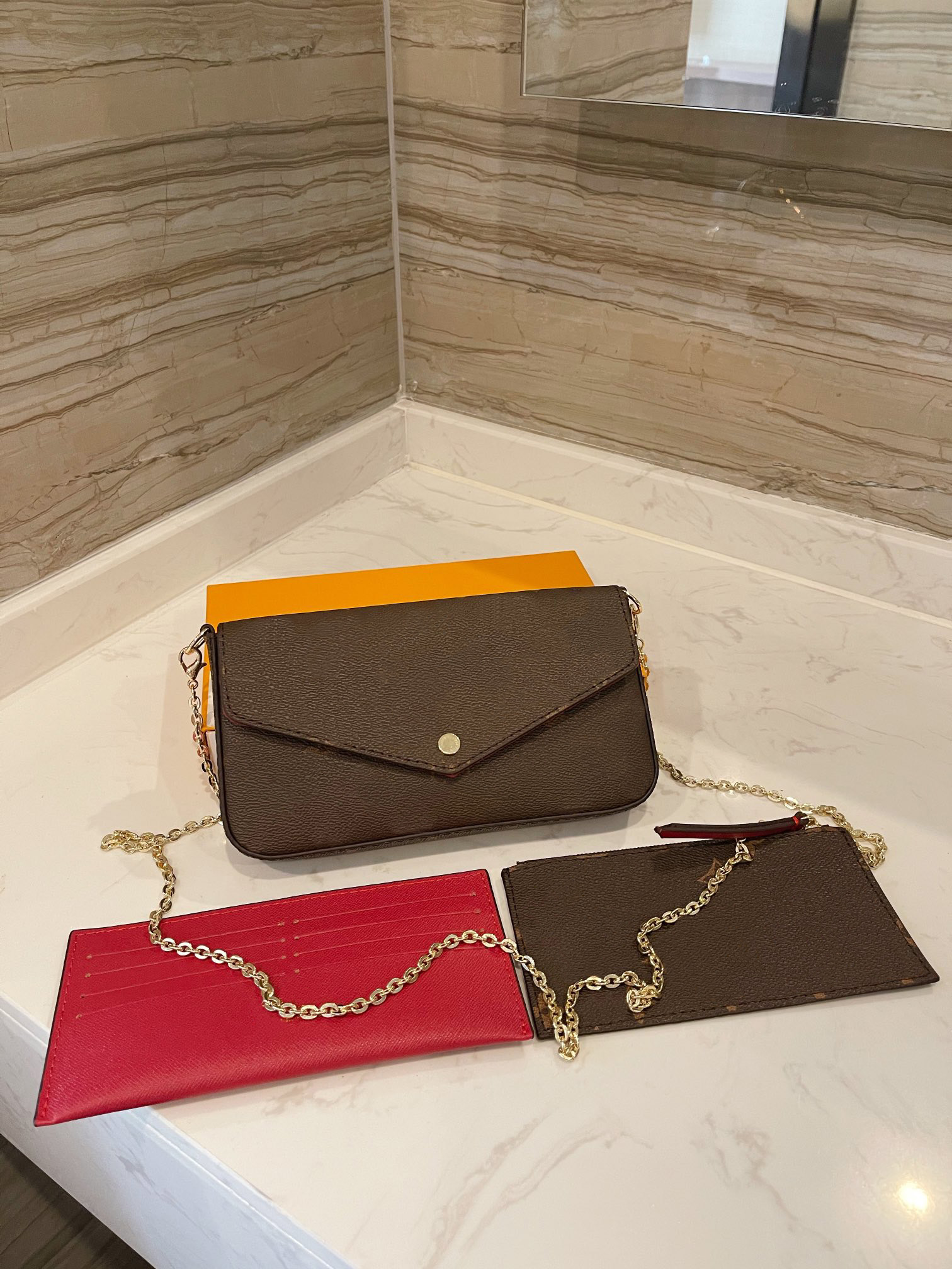 

Shoulder Bag designer handbags handbag Ysl Purse Fashion Bags Women's only triple high quality Lightweight and convenient Mini, Brown