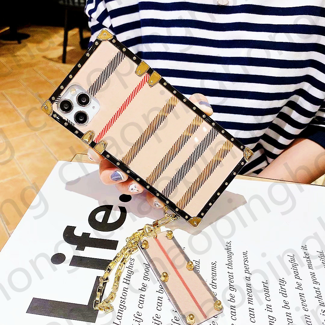 

Top Fashion With Tag Square Phone Cases For iphone 12 Pro Max 11 XR XS 7/8 plus samsung S9 S10 S10E NOTE 9 10 PU Shell Four Corners Drop Fesistance