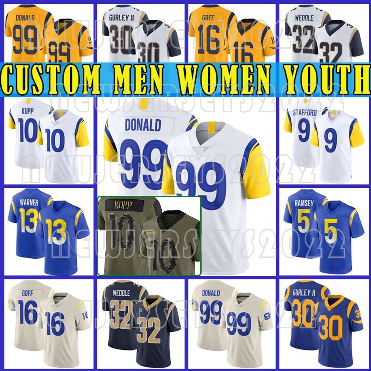 

Los Custom Matthew Stafford Aaron Donald Angeles Men Football 10 Cooper Kupp Jersey 3 Odell Beckham Jr Jalen Ramsey Rams's Cam Akers Robert Woods DeSean Jackson, Custom men(gongyang)