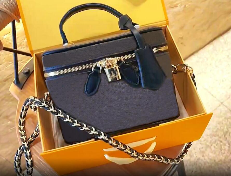 

2022 Women M45608 Makeup Bags Vanity Case Portable Designers Handbag Crossbody Bags Old Flower Vanity Bag Cosmetic bag Lady Shoulder Bags, Brown