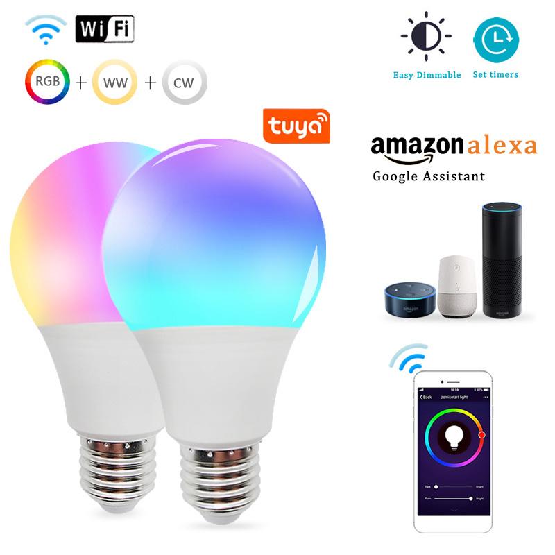 

Smart WiFi Light Bulb 10w 15w Color Changing E27 RGB LED Dimmable Alexa Compatible Tuya Life APP Google Bulbs