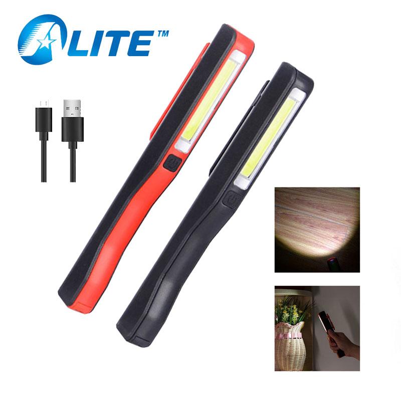 

Multifunction Pocket Emergency Pen USB Rechargeable Work Light Portable Cob LED Flashlights Torches