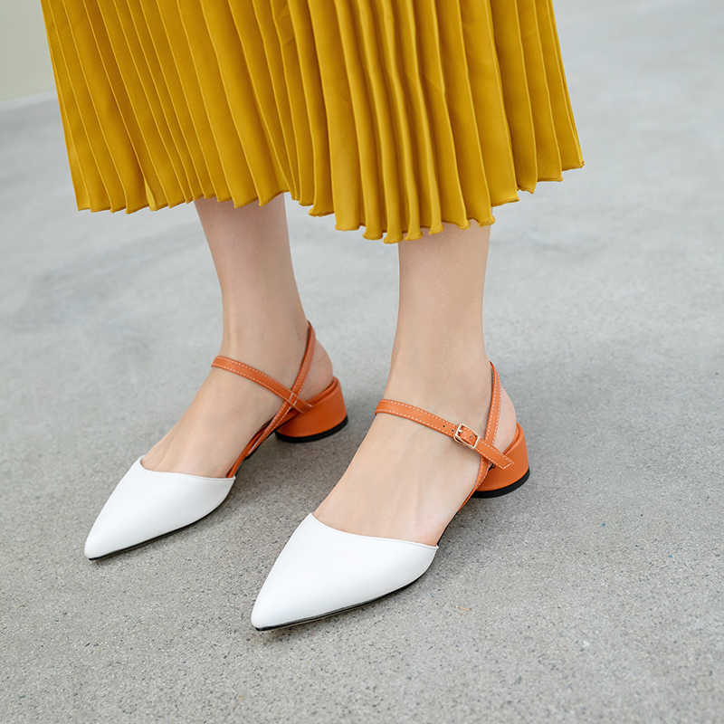 

2021 new High heels Sandals Women Pumps Shoes Pointed toe 4CM Low Heels Female Wedding Party sandalia feminina Y0721, Apricot