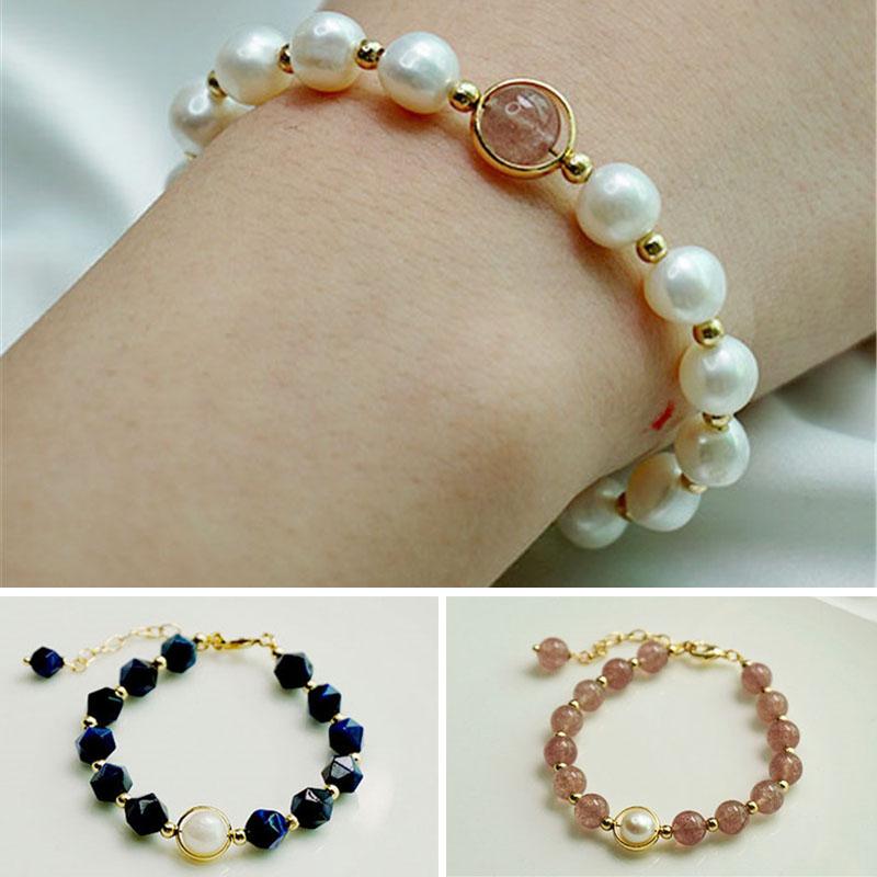 

Beaded, Strands 2022 Luxury Pendant Natural Freshwater Pearls Strawberry Crystal Tiger Eye Beaded Women Bracelets Fashion Jewelry Accessory