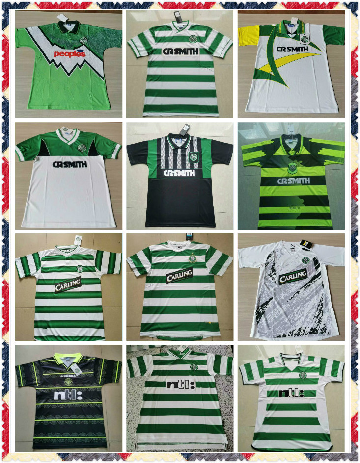 

retro 1991 1992 1995 1997 1998 1999 Glasgow Celtic soccer jerseys 95 97 99 LARSSON NAKAMURA KEANE 91 92 yellow Sutton football shirts, White