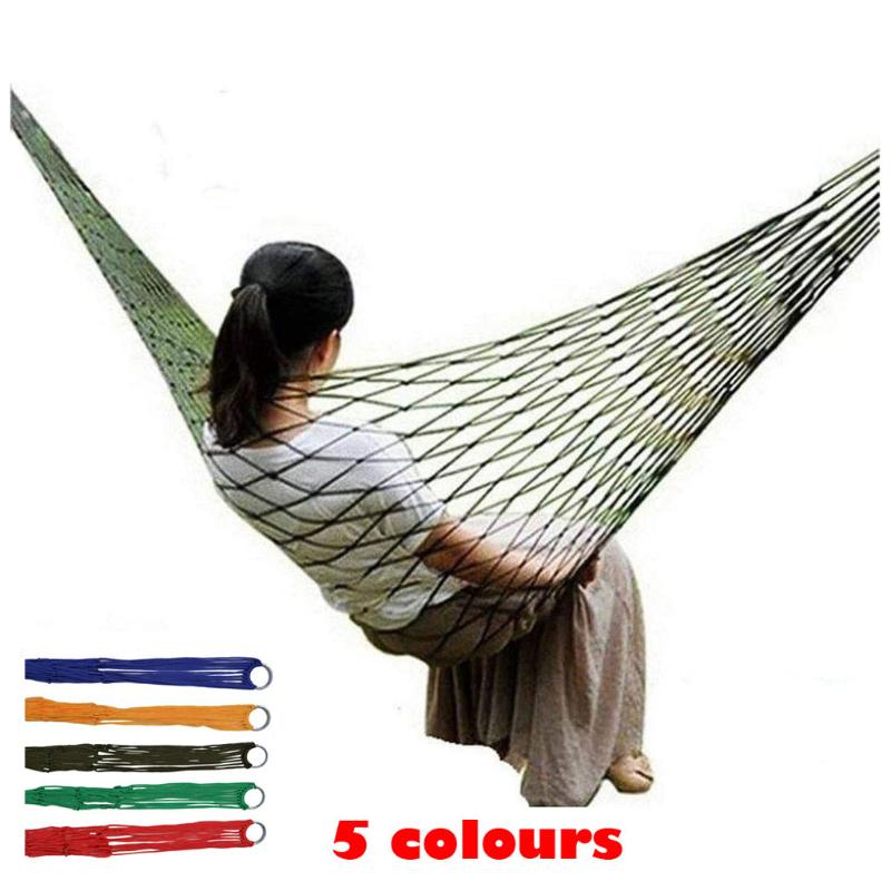 

Camp Furniture 240*80cm Nylon Rope Hammock Portable Camping Leisure Mesh Swing Outdoor Hammocks Comfortable
