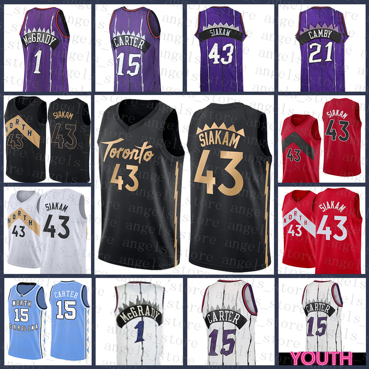 

Torontos 2021 New Vince 15 Carter Basketball Jersey Pascal 43 Siakam Mens Tracy 1 McGrady Youth Kids Purple, Mens jersey