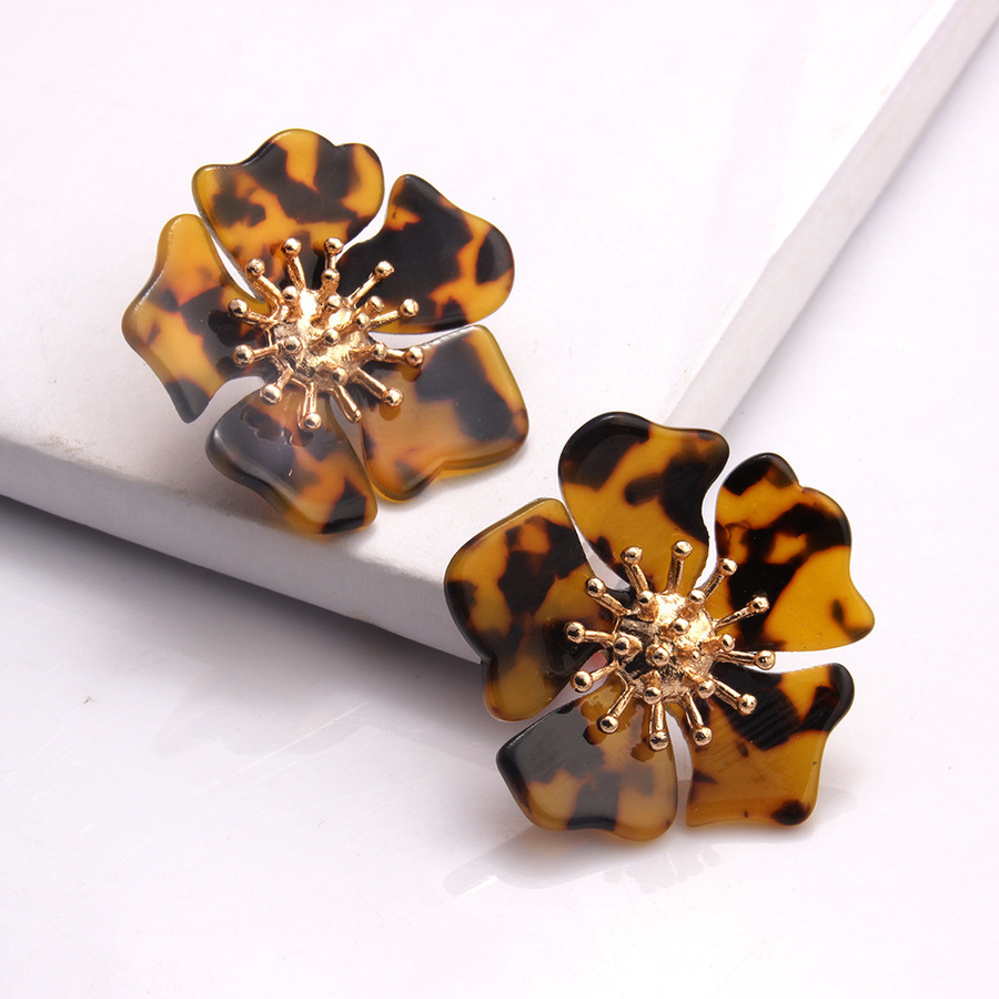 

New acetate alloy women's personality exaggerated Flower Earrings RFOW