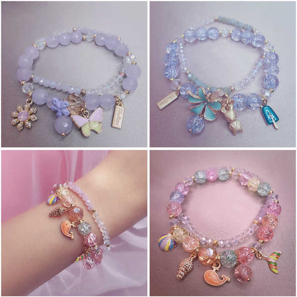 

Fashion all-match braceletKorean two piece set with butterfly flower and whale forest, Black
