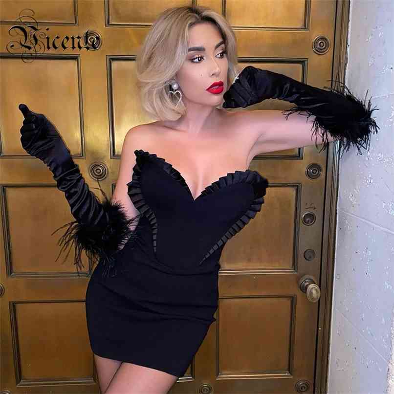 

Trendy Sweet Heart Design Mini Dress Sexy Strapless Ruched Celebrity Party Club Bandage Vestido Free 210520, Red