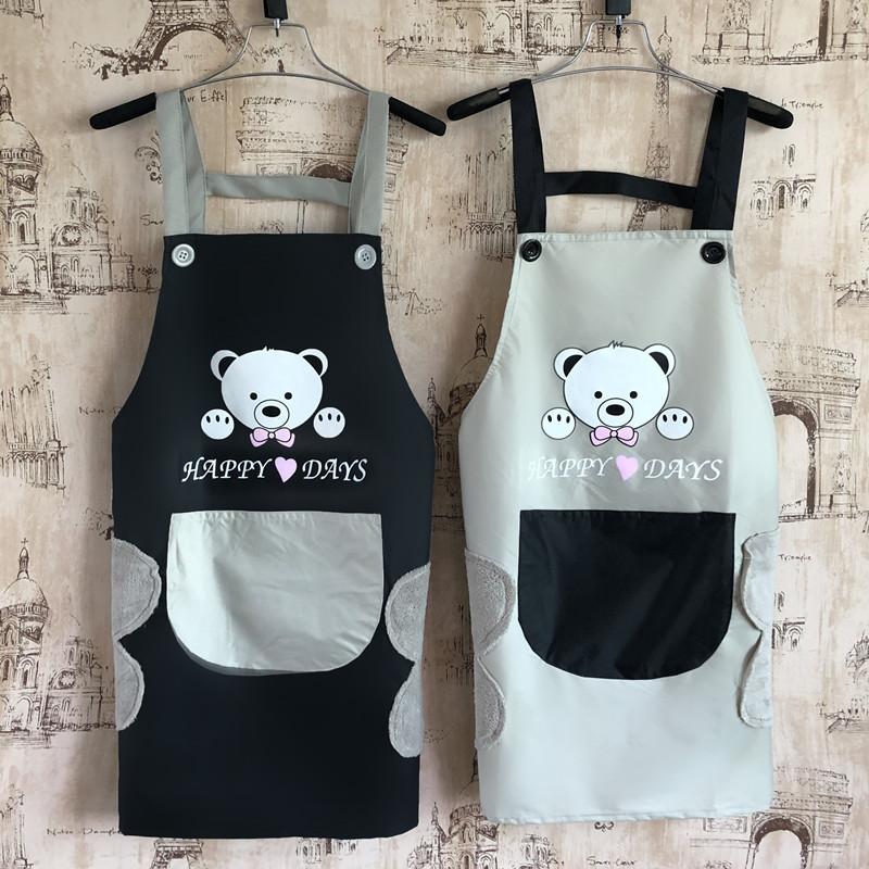 

Hand Wipe Apron Kitchen Household Waterproof Oil Proof Fashionable Female Japanese Style Smock Cooking Work Clothes Custom Logo Aprons