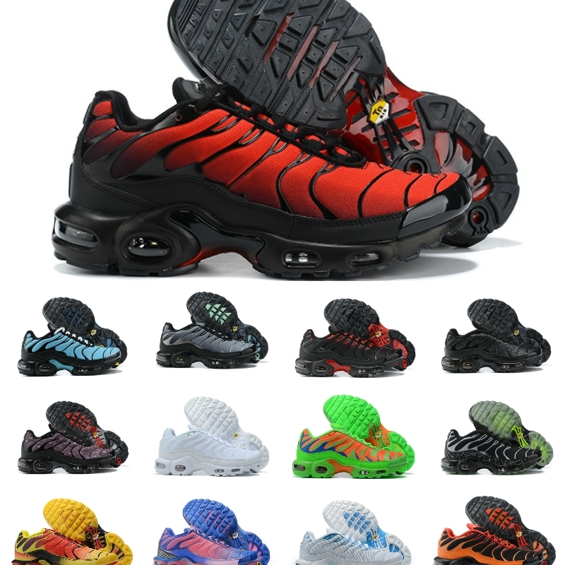 

2021 TN Plus Mens Running Shoes Pink Sea Triple Black White Red Voltage Purple USA Lemon Lime Bumblebee Be True Trainers Sports Sneakers, Tn014