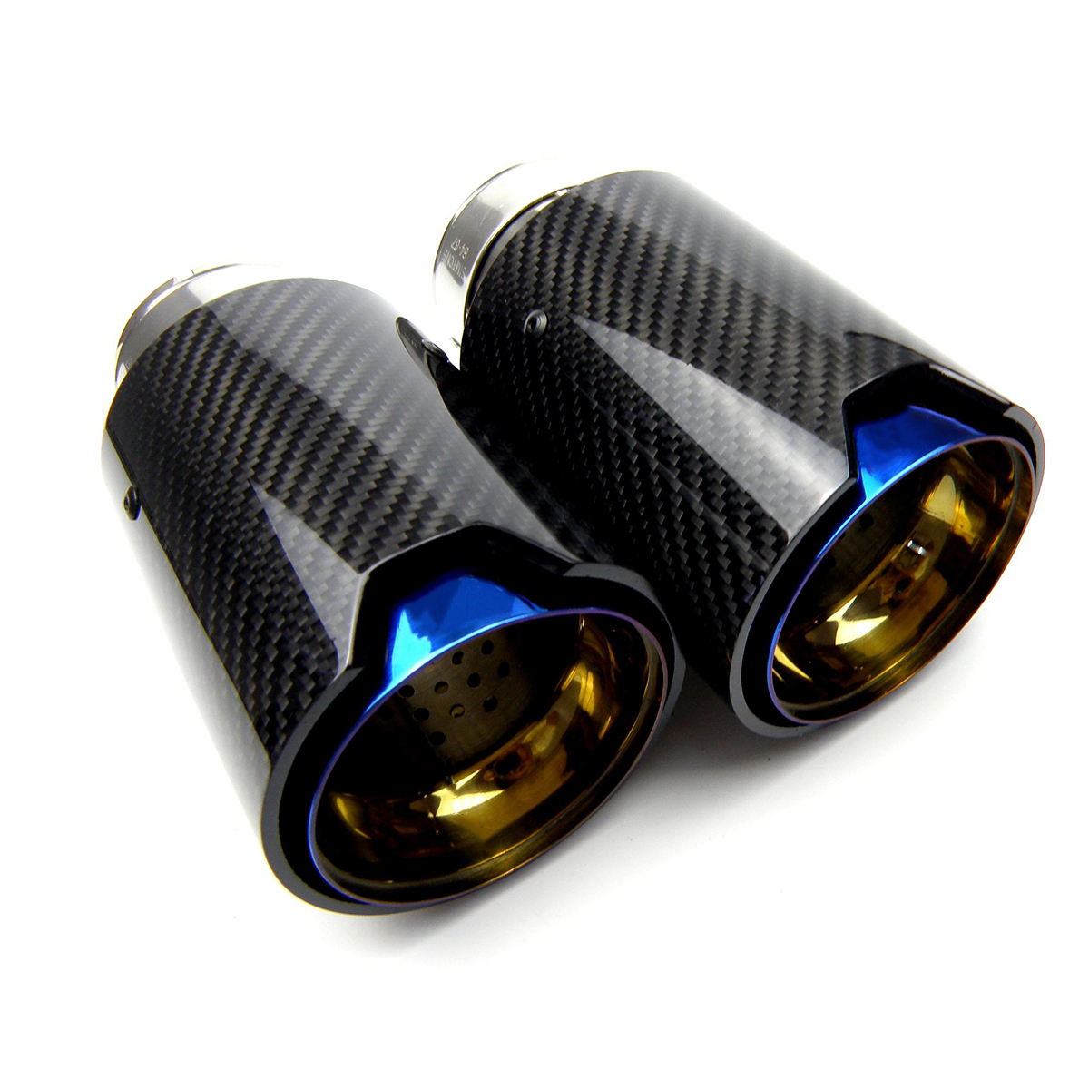 

GTPARTS 1PCS Universal car exhaust pipe M LOGO Burnt Blue Carbon Fiber Exhaust Tips for BMW f21 f22 f30 f32 f34