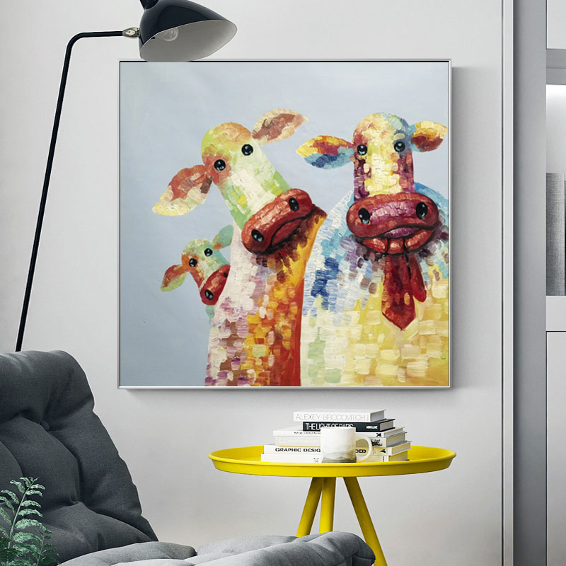

Wall Decorative Painting Cute Cows Canvas Poster Print Cartoon Wall Pictures For Kids,Living Room Unframed