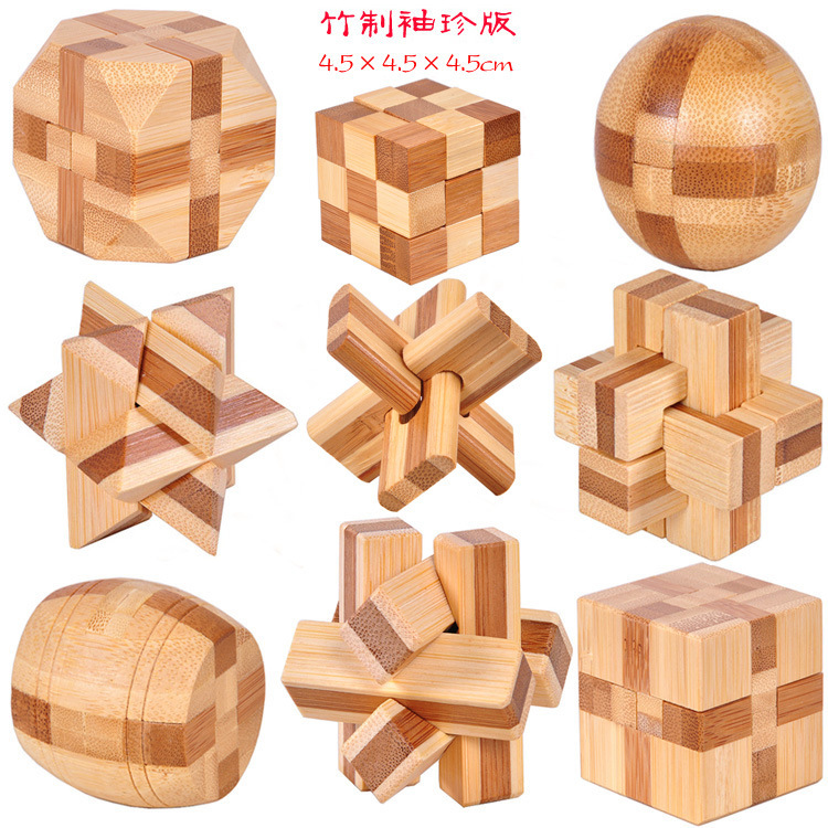 

Fidget Toy educational toys IQ brain teasers, Kongming lock, 3D wooden interlocking burr, puzzle assembly game