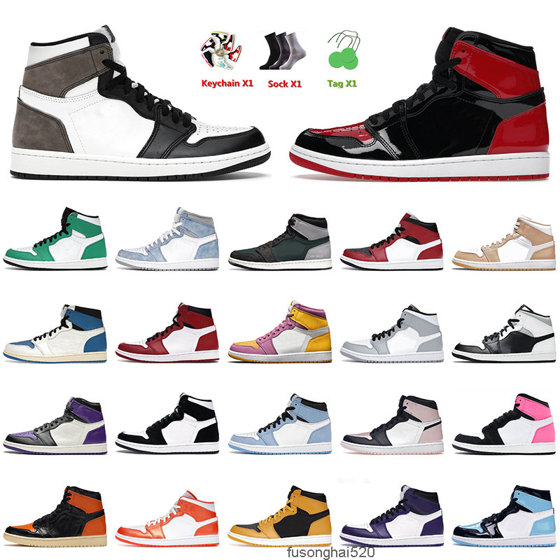 

Jumpman 1 1s Basketball Shoes High Dark Mocha Bred Patent Tan Gum Pollen Fragment Hyper Royal Banned Chicago Black White Sneakers Trainers JORDÁN, D1 high dark mocha 36-47 (2)
