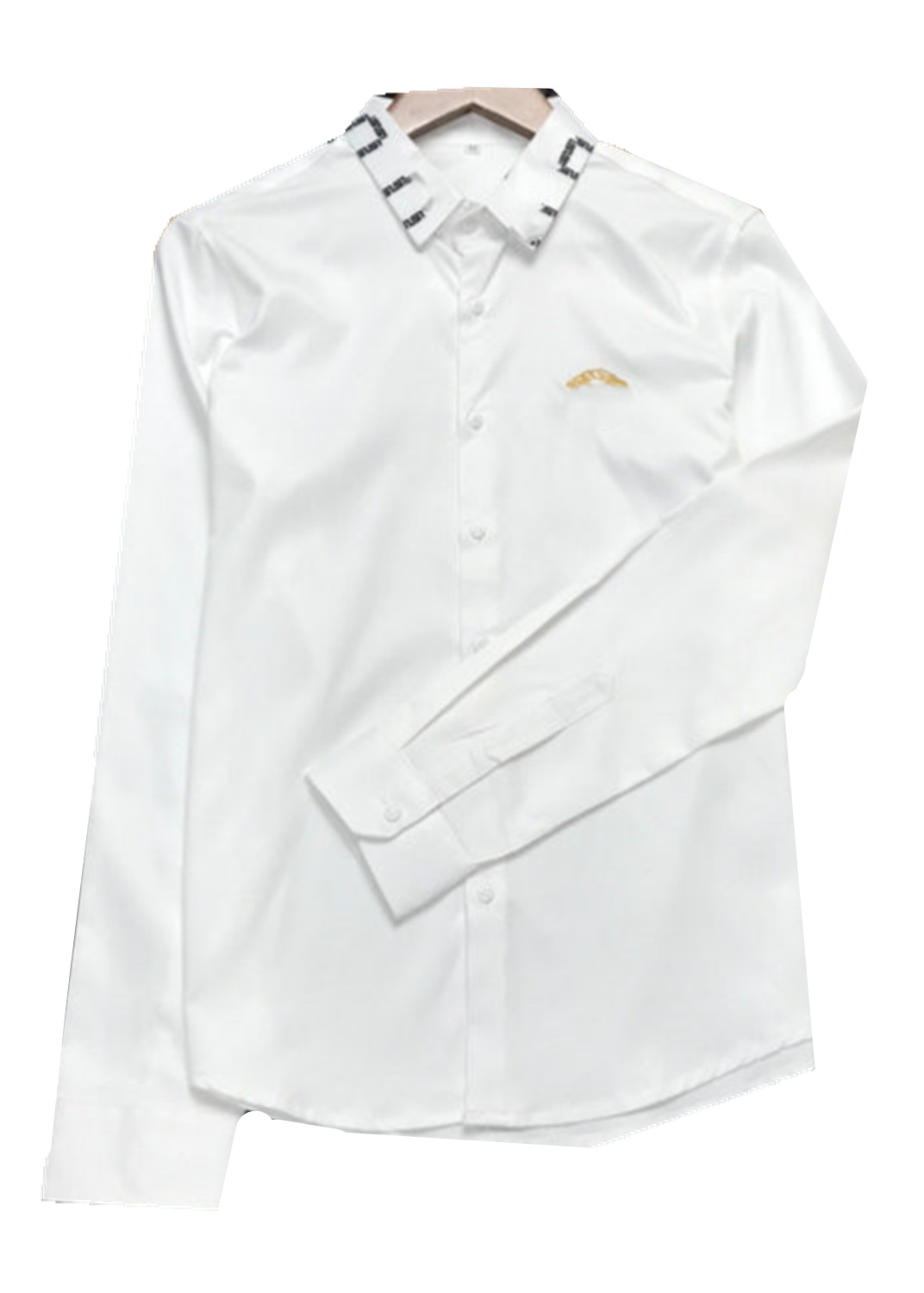 

2021 Luxurys Designers Dress Shirt Menswear Fashion Society Black Men Solid Color Business Casual Mens Long Sleeve M-3XL#32, White
