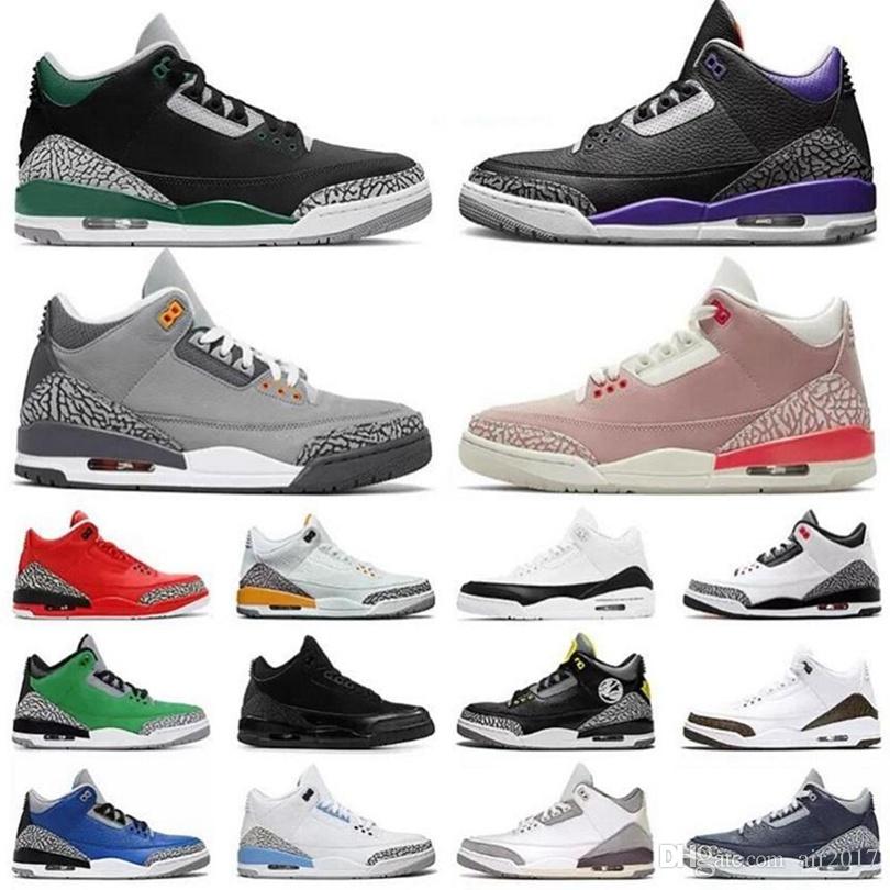 

Basketball shoes 3 3s Boots Red Cool Grey Laser Orange Fragment UNC Tinker Michigan mens trainers sports sneakers 40-47, Black